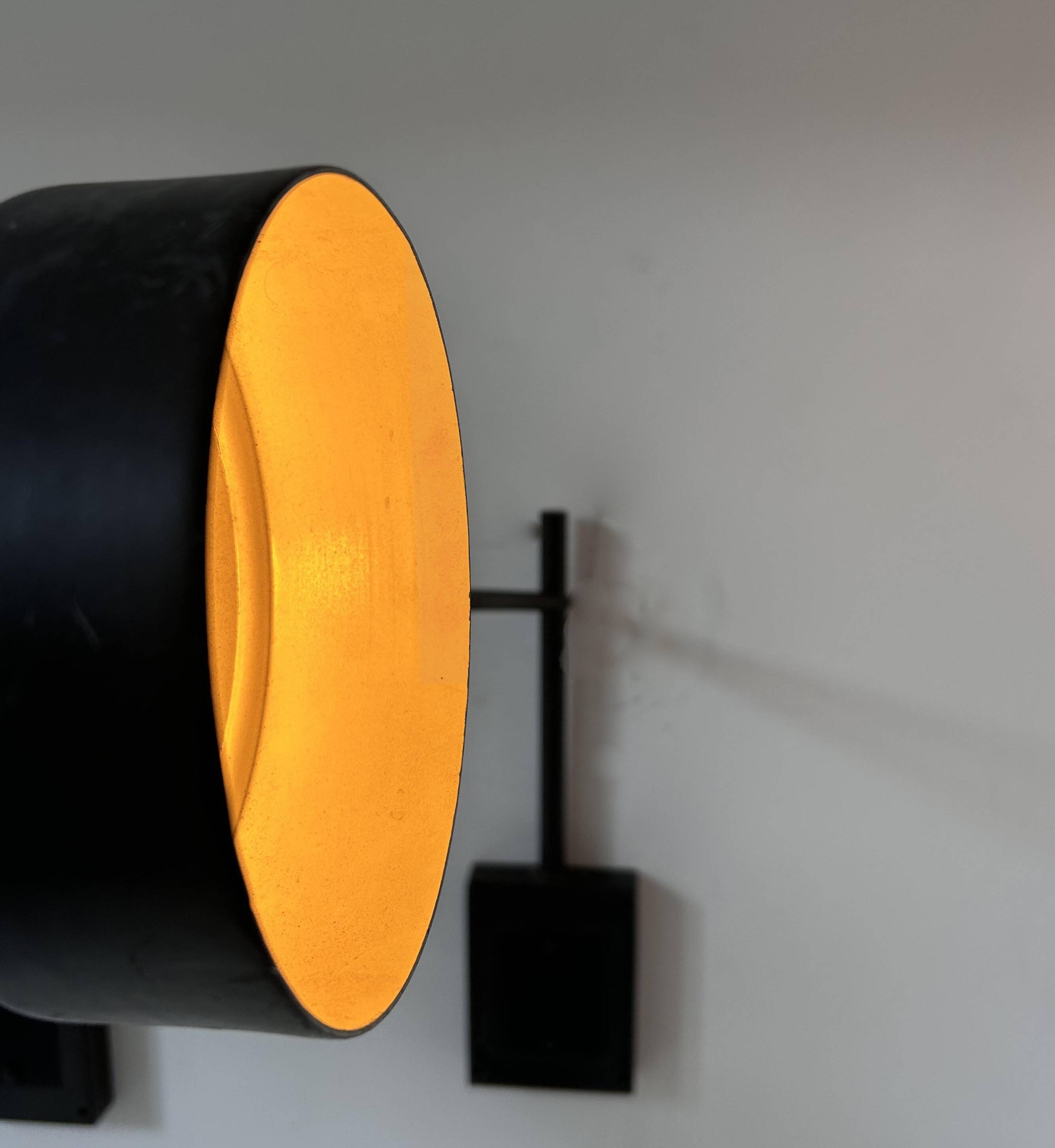 Pair of vintage adjustable wall lights, matte black metal, France 1960s