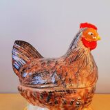 Enameled ceramic chicken terrine 1960