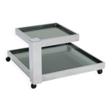 Serving bar cart in chrome and smoked glass, 1970s