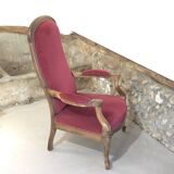 Voltaire red velvet armchair