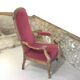 Voltaire red velvet armchair