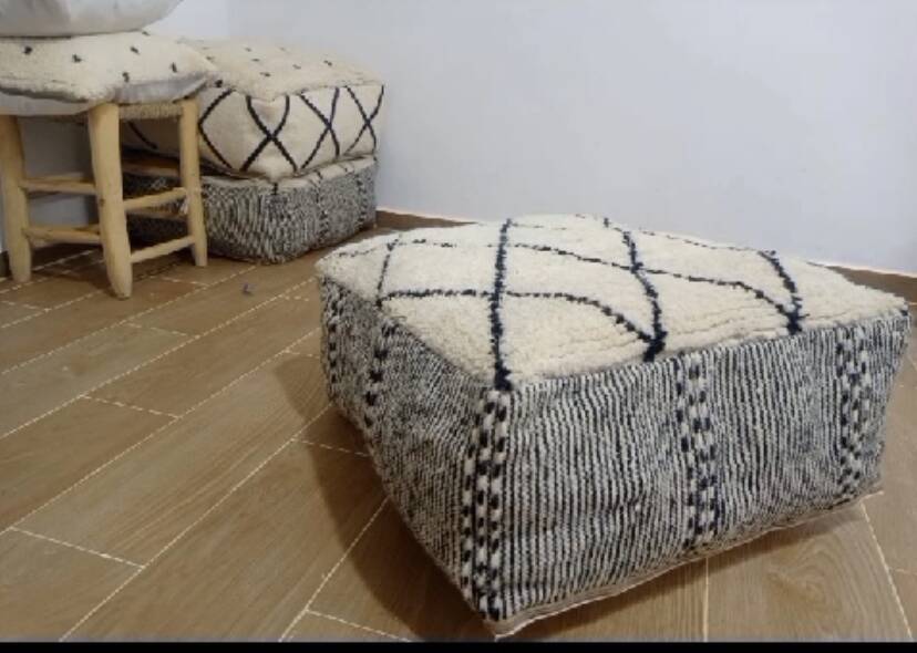 100% handmade artisanal Berber pouf