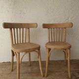 Paire de chaises bistrot en bois brut