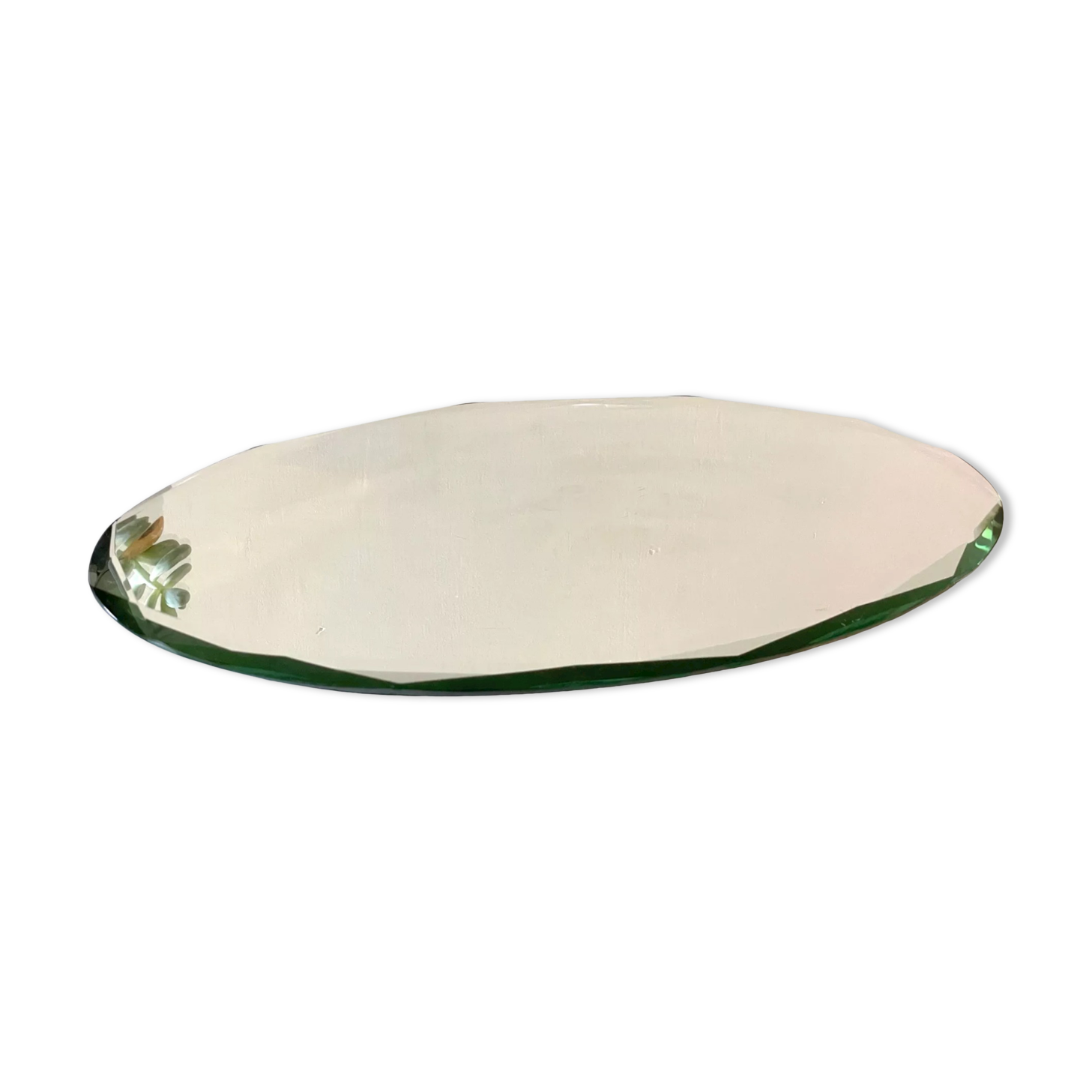 Vintage beveled oval table mirror