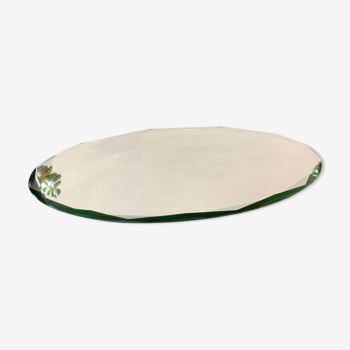 Vintage beveled oval table mirror