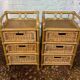 Pair of vintage rattan bedside tables from the 70s