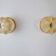 Pair of "cocoon" wall lights, polymer and pine, Italy, 1970
