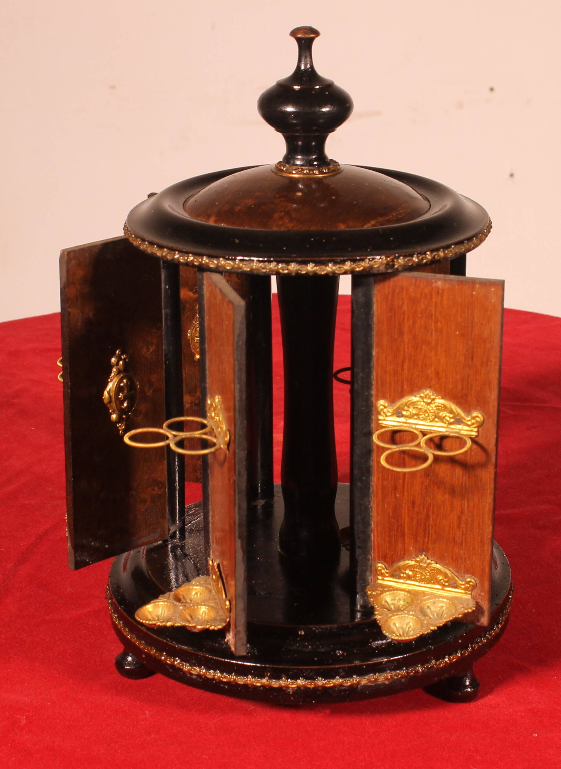 Napoleon III Cigar Humidor in Blackened Wood and Brass