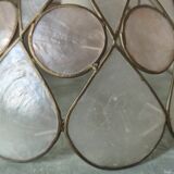Vintage mother-of-pearl and brass pendant lamp