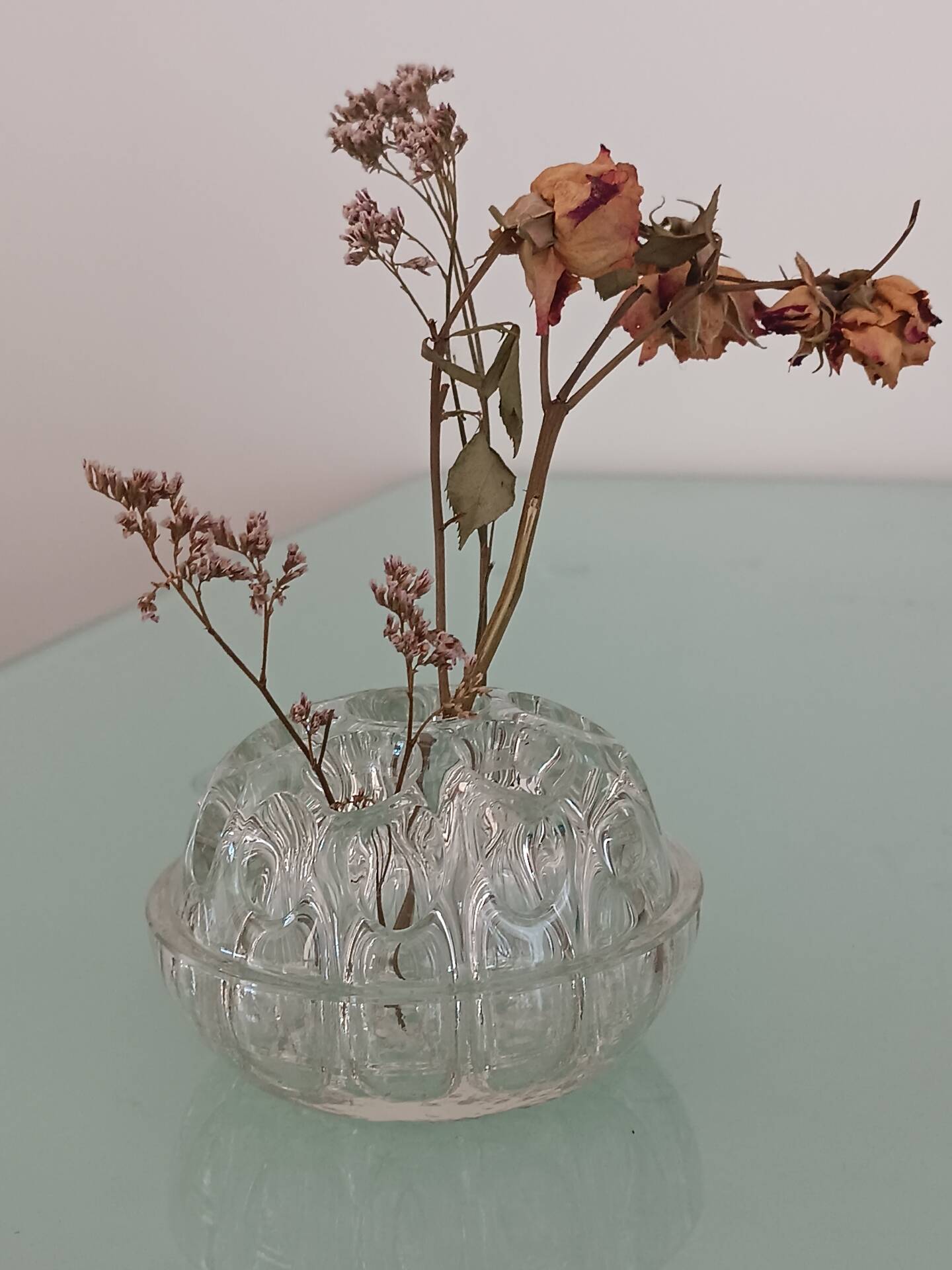Vintage glass flower holder from Reims – Made in France