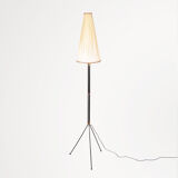 Black floor lamp on tripod base