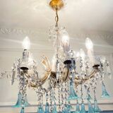 Lustre Marie-Thérèse en cristal et verre de Murano bleu