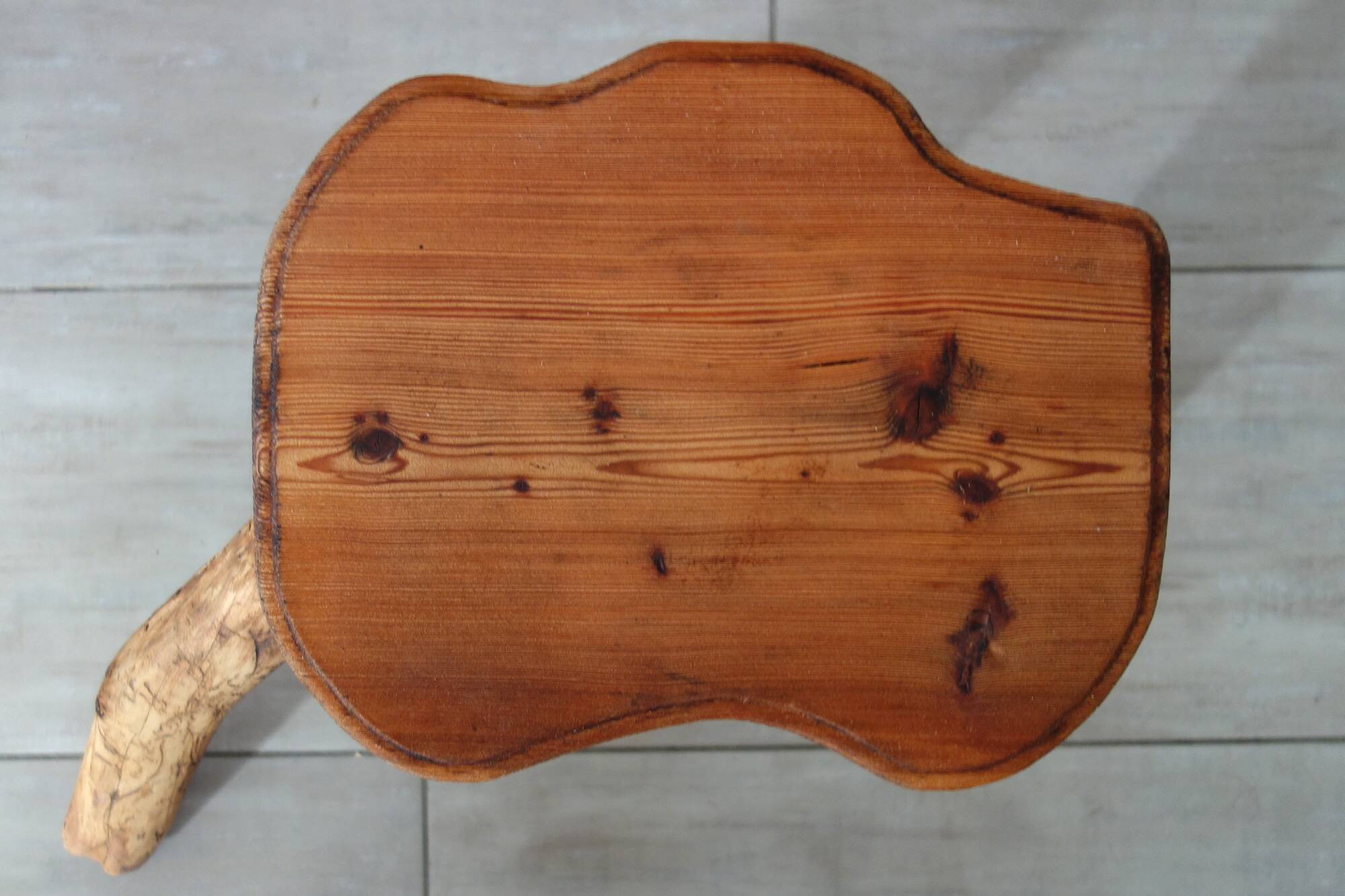 Vintage wooden brutalist stool or plant stand