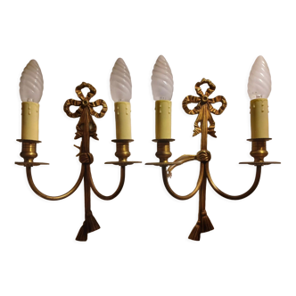 Pair of gilded bronze sconces, Louis XVI style