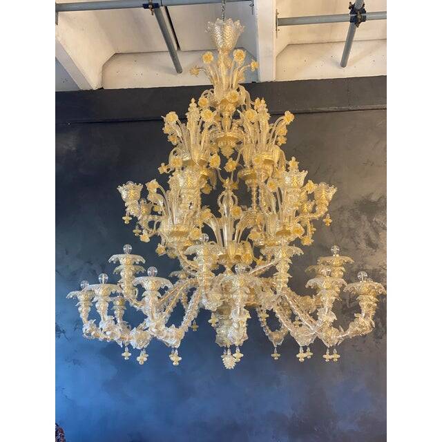 Contemporary Venetian "Ca Rezzionico" Gold Murano Glass Chandelier