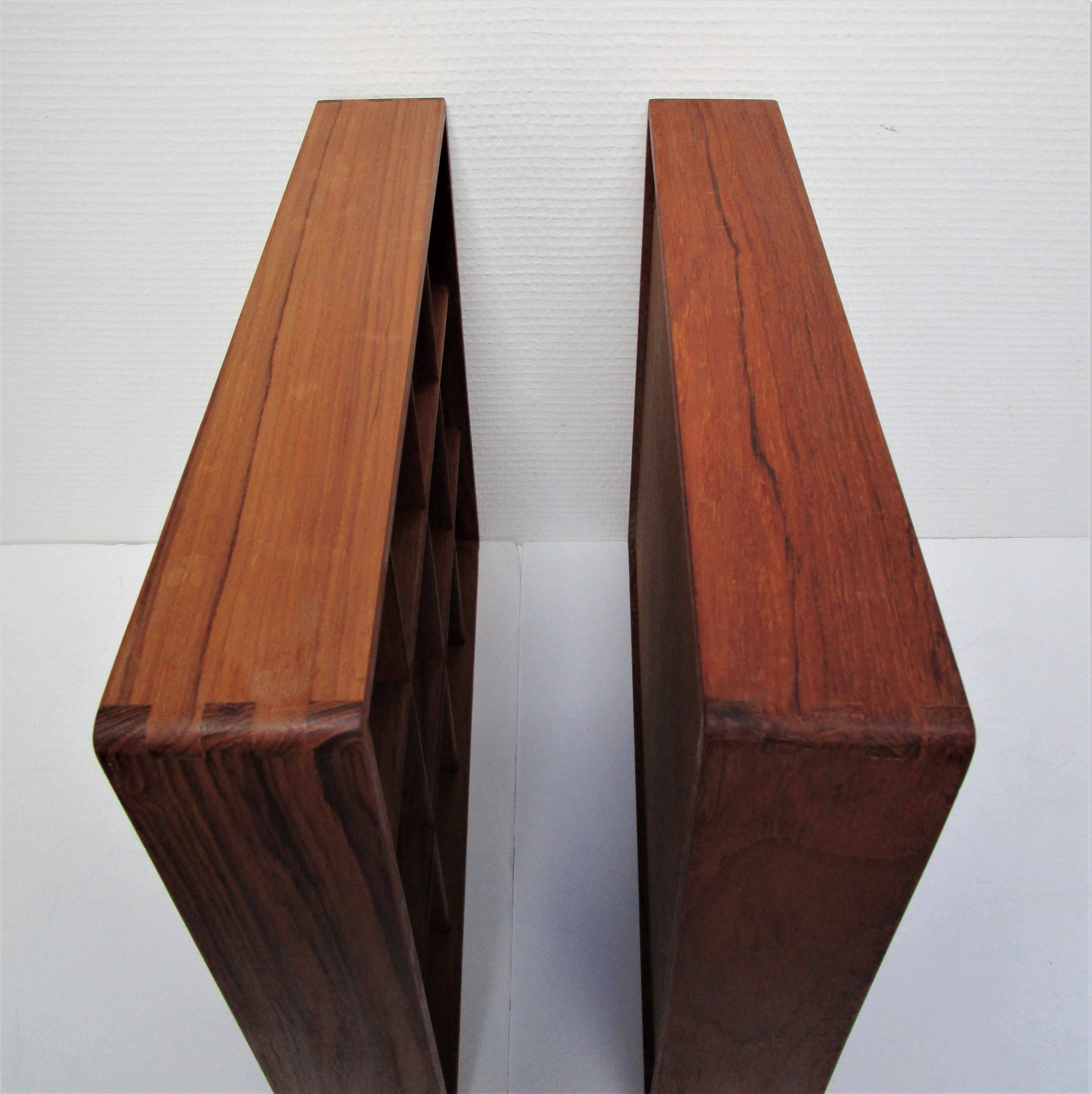 Two wall shelves with vintage solid wood compartments 80s