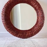 Round rattan wall mirror 1970s/80s