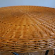 Mid century rattan and iron 2-level coffee or wine table, 1960s