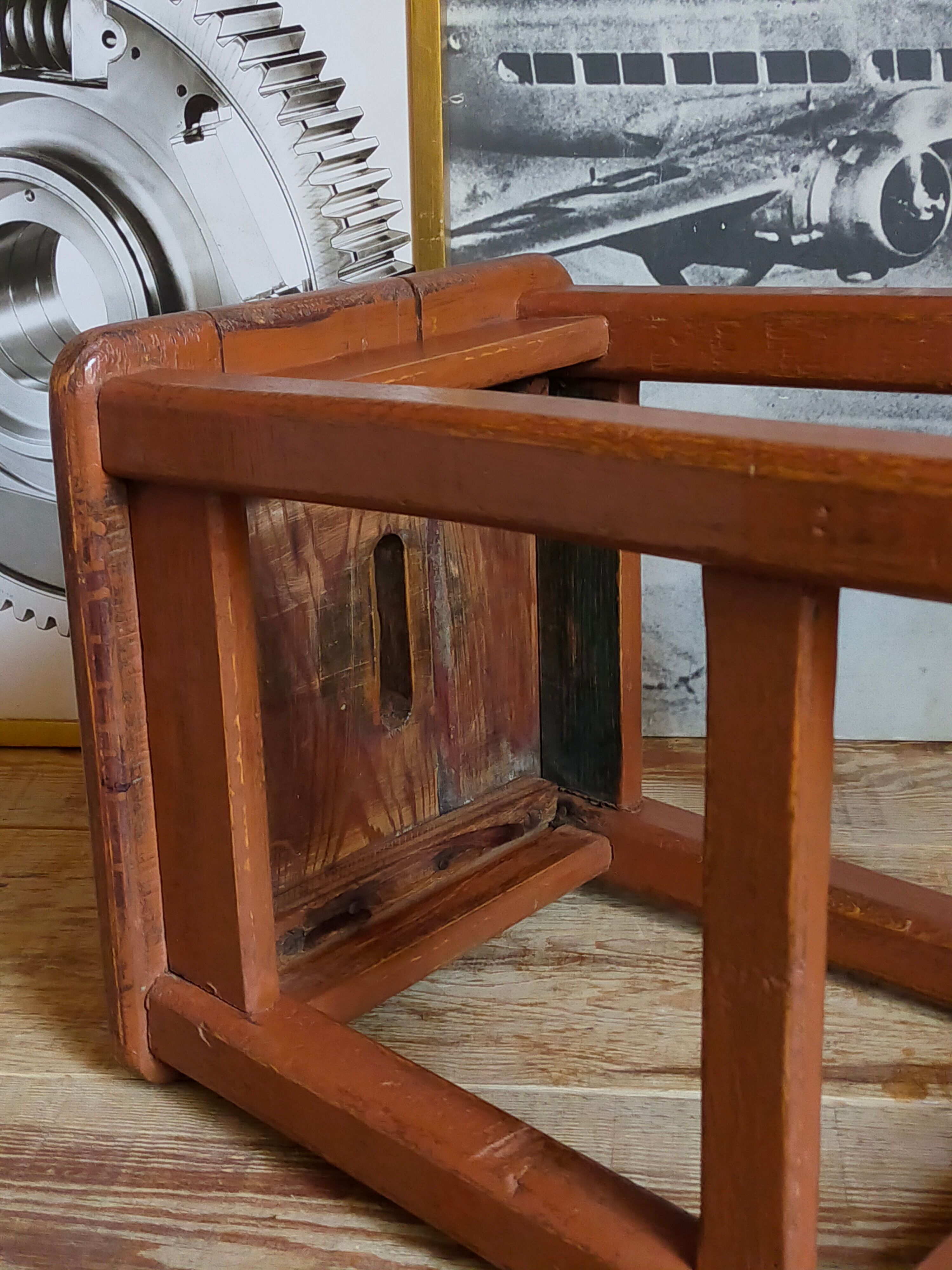 Workshop stool in old solid wood
