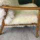 Vintage white sheepskin armchair