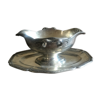 Saucière Puiforcat en argent massif avec cuillère