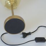 Art Deco desk lamp / redesign hand blown beige glass table lighting