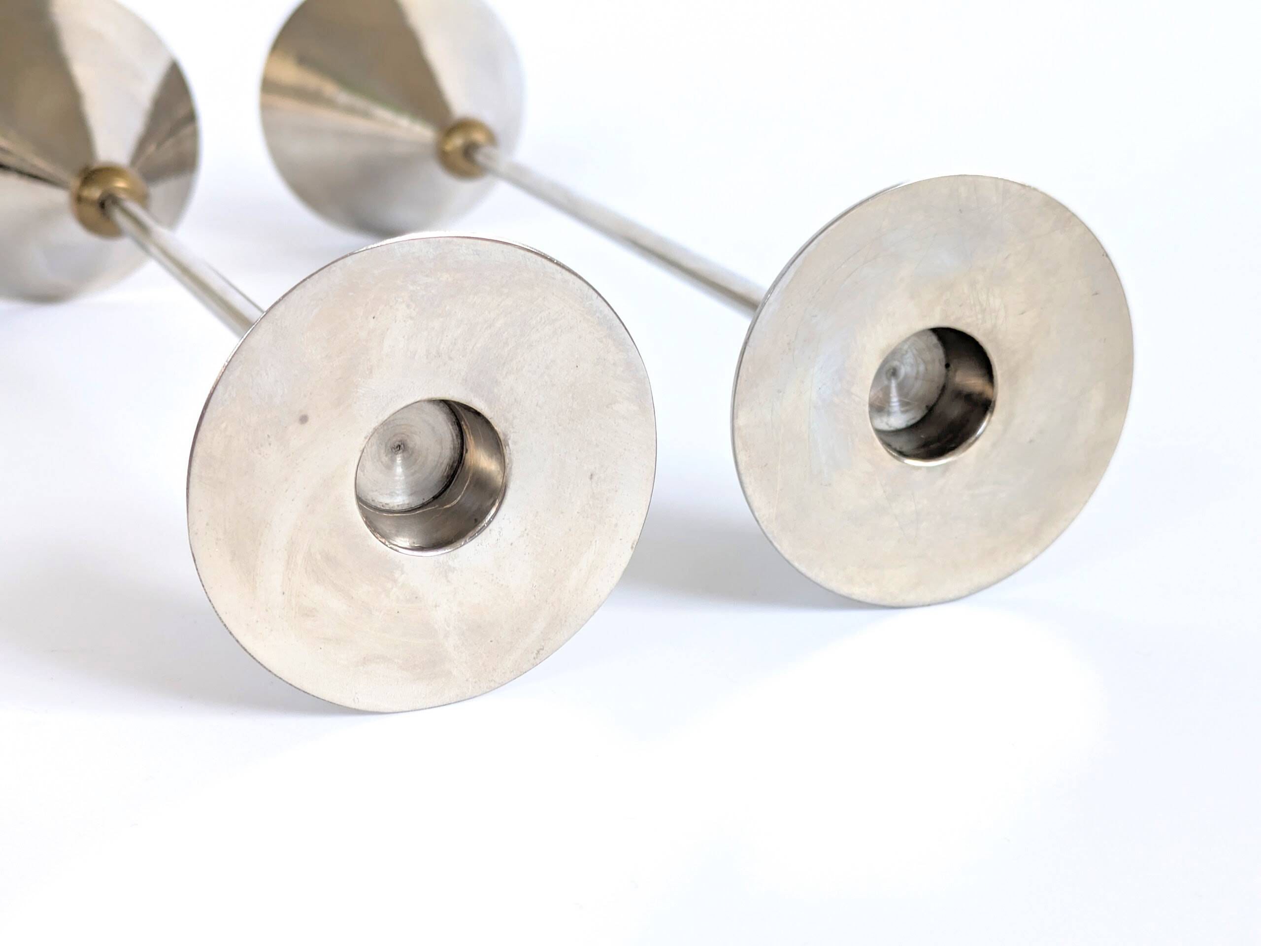 Pair of candlesticks | Steel and brass | Postmodern 1980s