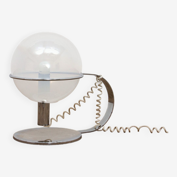 Lampe de table design italienne en chrome avec verre, 1960