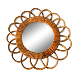 Round vintage wicker mirror