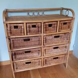 Chest of drawers in wicker and rattan