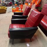 Vintage sofa and 2 armchairs with compass feet