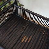 Vintage 50's black lacquered bamboo trolley