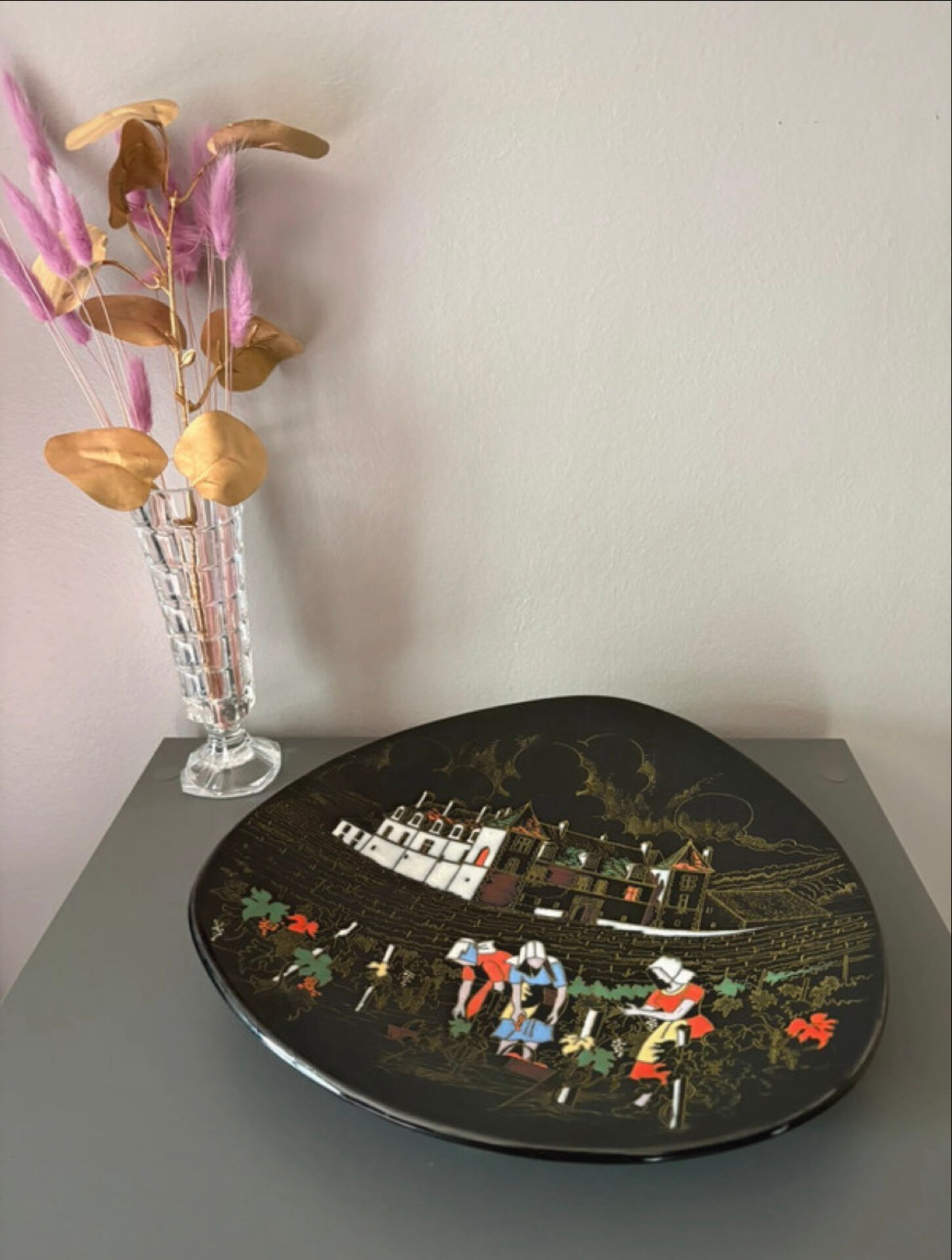 Assiette décorative Longwy décor de vendanges