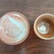 Service with 6 cups and saucers in stoneware.