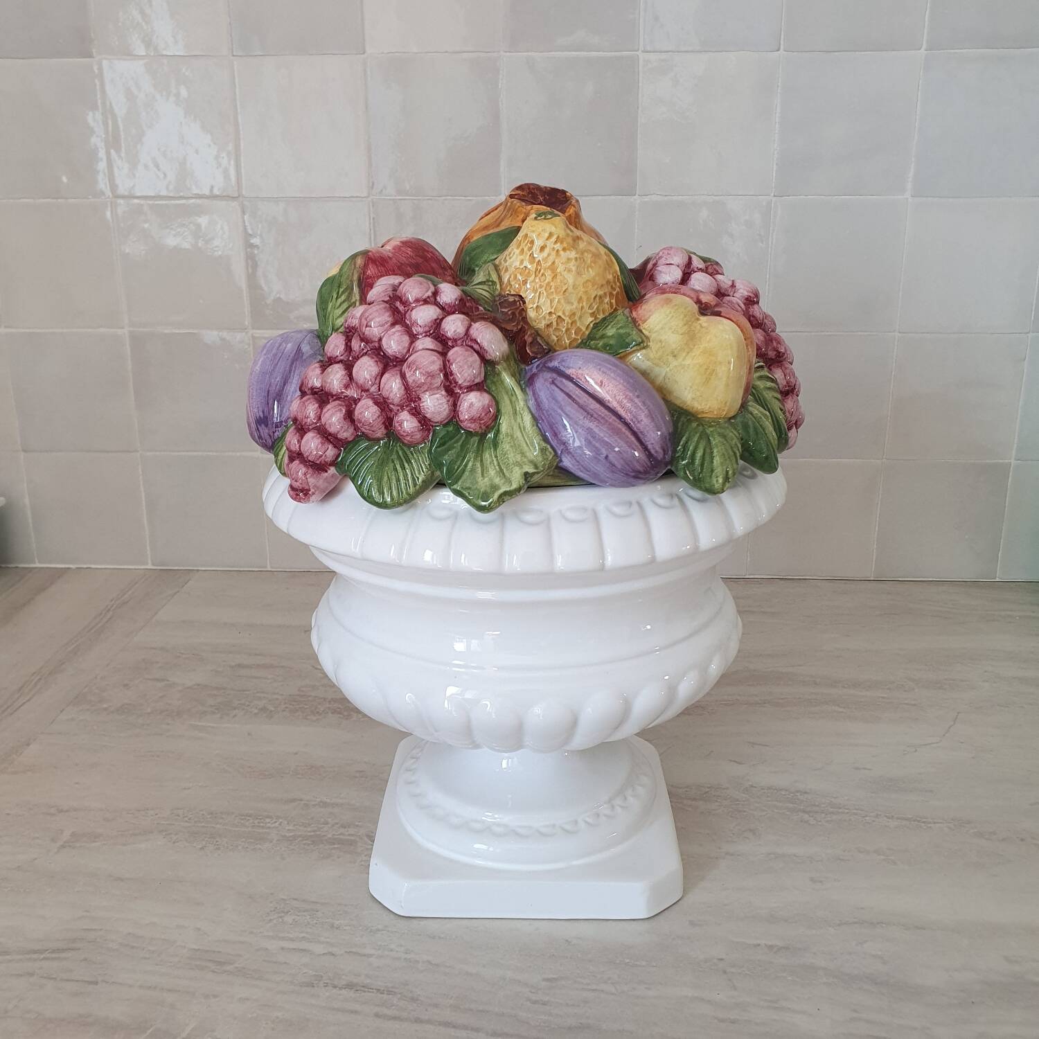 Medici vase and slipware fruit composition