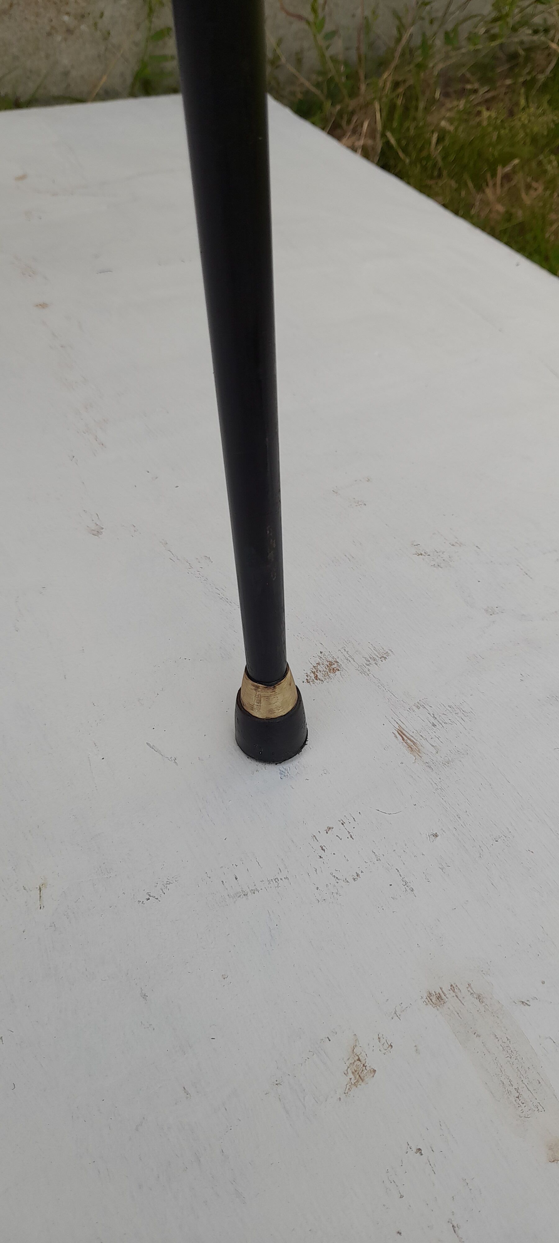 Black metal chair and yellow imitation leather seat