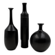 Ensemble de 3 vases en céramique bucchero noirs du milieu du siècle, Sebastiani Italie 1960