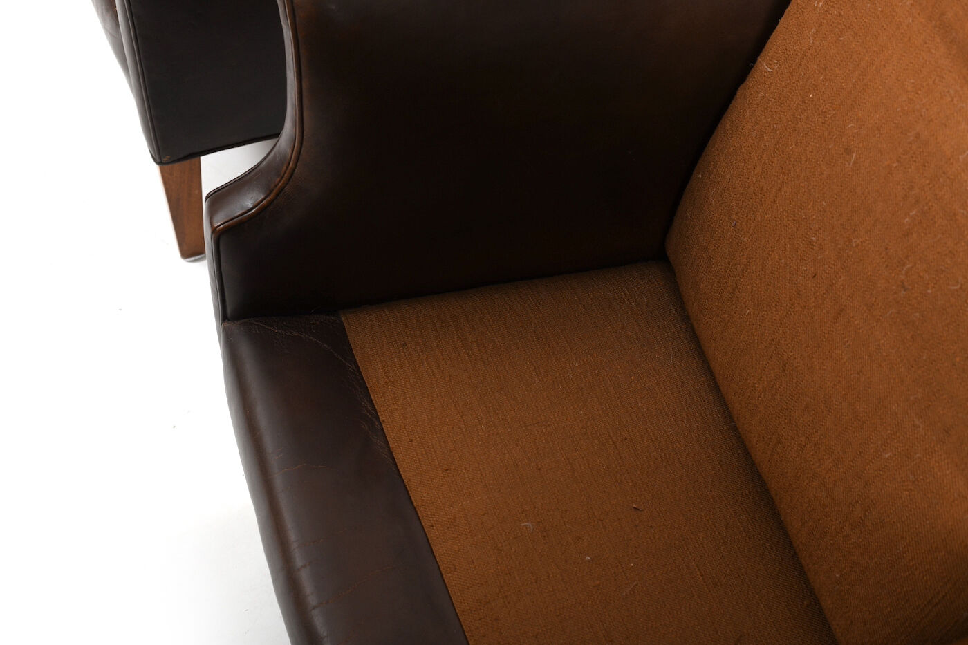 Pair of old Danish club chairs in patinated leather 1940s