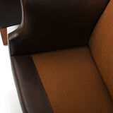 Pair of old Danish club chairs in patinated leather 1940s