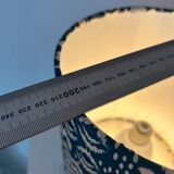 Lamp shade 20 x 22 cm made of ikat fabric in petrol/beige.