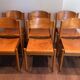 Set of 6 stackable chairs in fir wood.