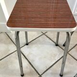 Pair of formica stools brown style veneer and white 70s