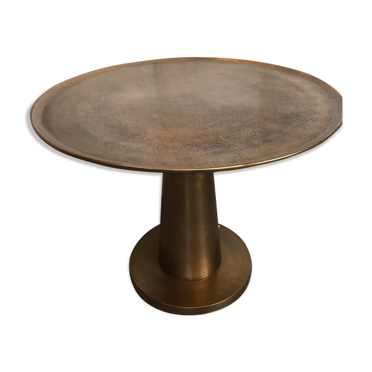 Gold-colored large round metal table
