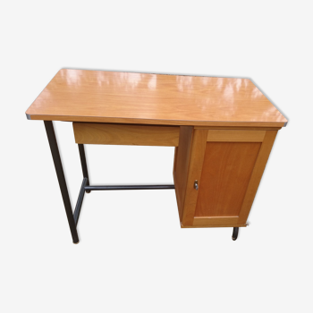 Desk of child steel and wood 1970  vintage functional s