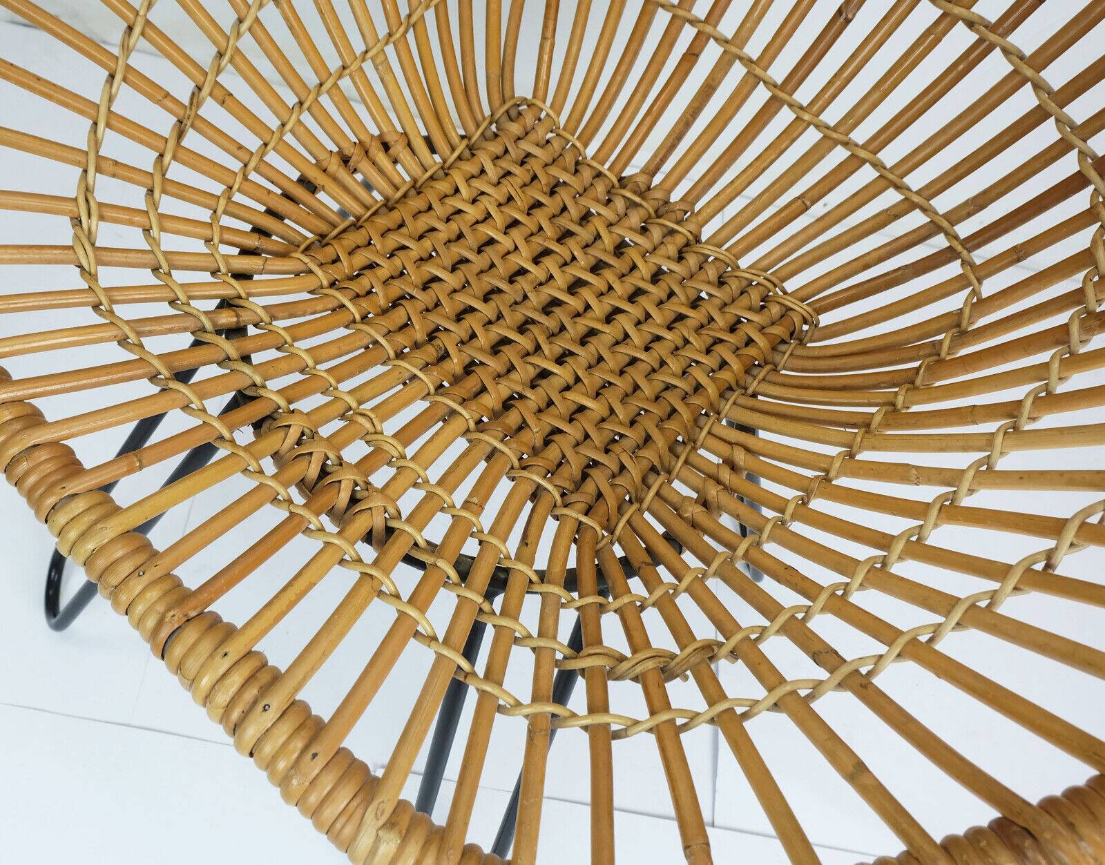 1960s mid century armchair bamboo wicker with hairpin legs