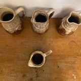 Set of 3 Barrel-Shaped Pitchers in the RÉVOL Style, Vintage Flamed Ceramic