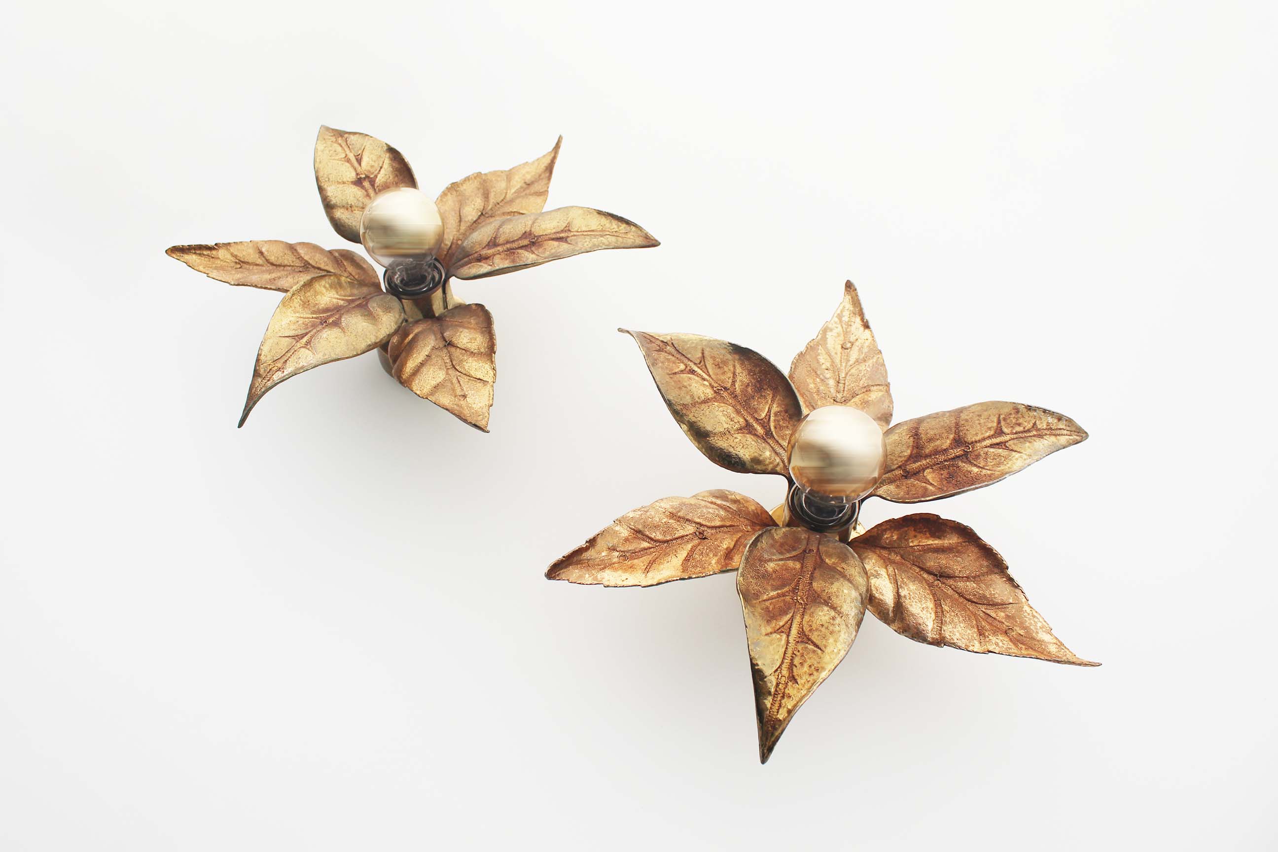 Set of brass ‘floral’ wall sconces
