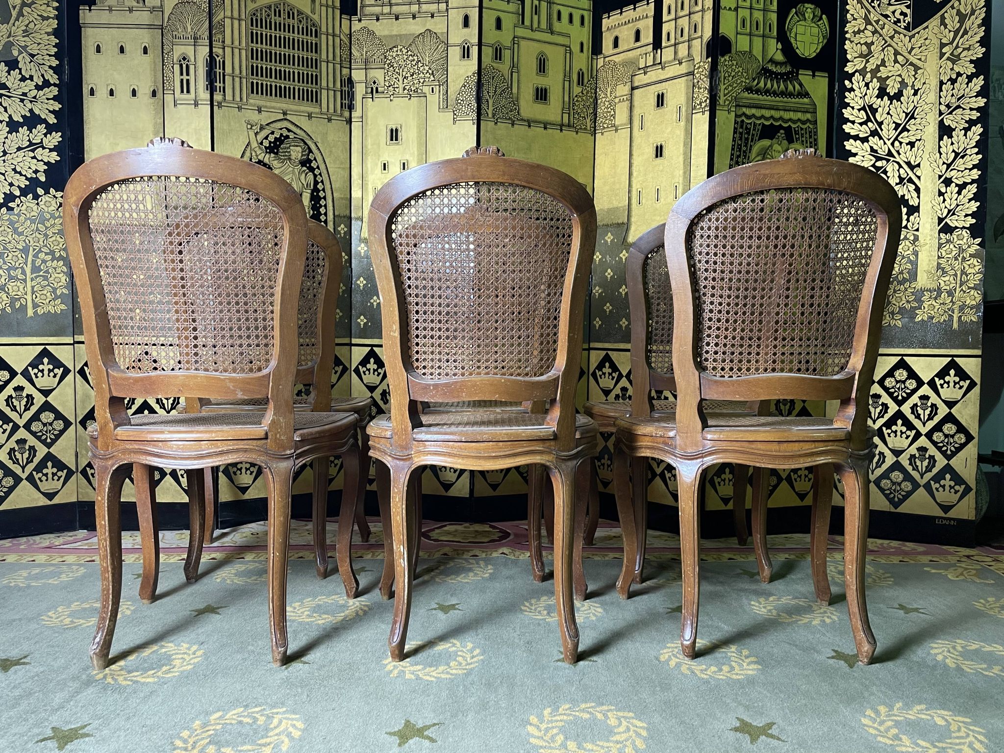 Suite of 6 Louis XV style chairs in canning
