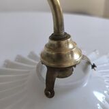 Vintage wall light in notched opaline and gilded brass