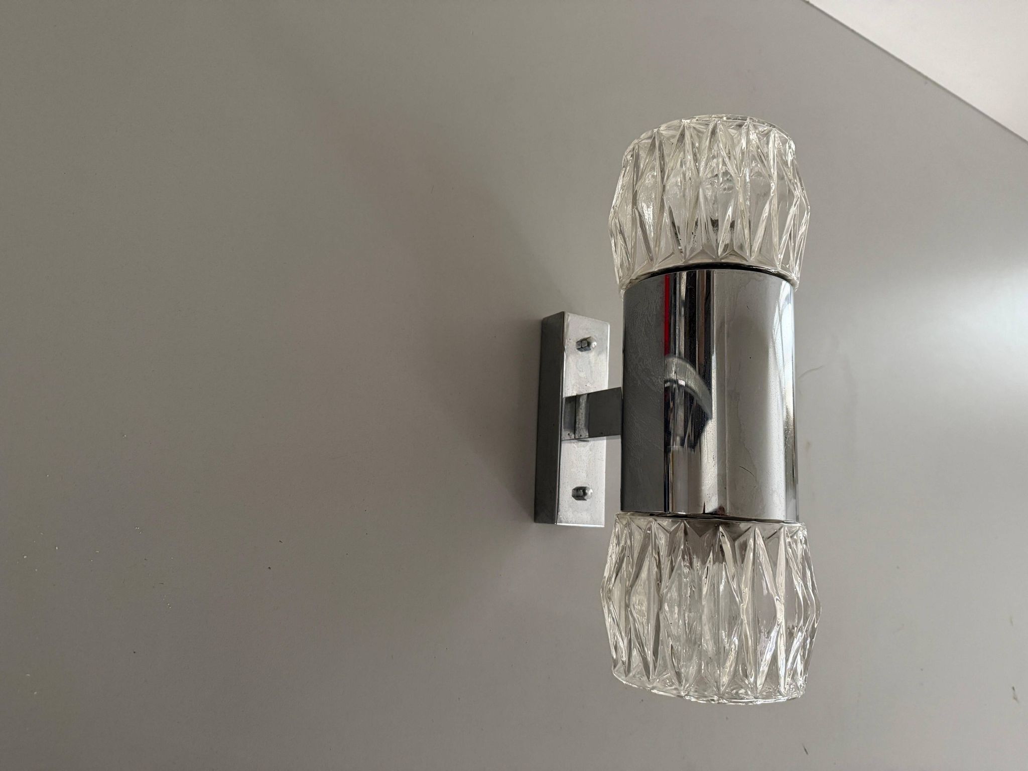 Mid-century double-headed glass and metal wall sconce, 1960, Italy